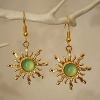 Bohemian Style Baroque Sunflower Acrylic Gold Plated Dangle Earring