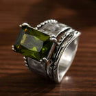 Vintage Bohemian Geometric Cut Zircon Silver Plated Ring