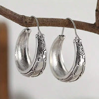 Vintage Bohemian Engraved Flower Pattern Dangle Earring