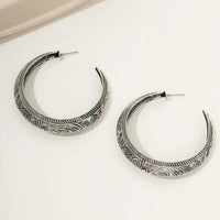 Vintage Bohemian Carved Geometric Hoop Earrings