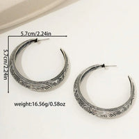 Vintage Bohemian Carved Geometric Hoop Earrings