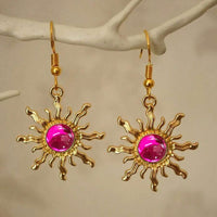 Bohemian Style Baroque Sunflower Acrylic Gold Plated Dangle Earring