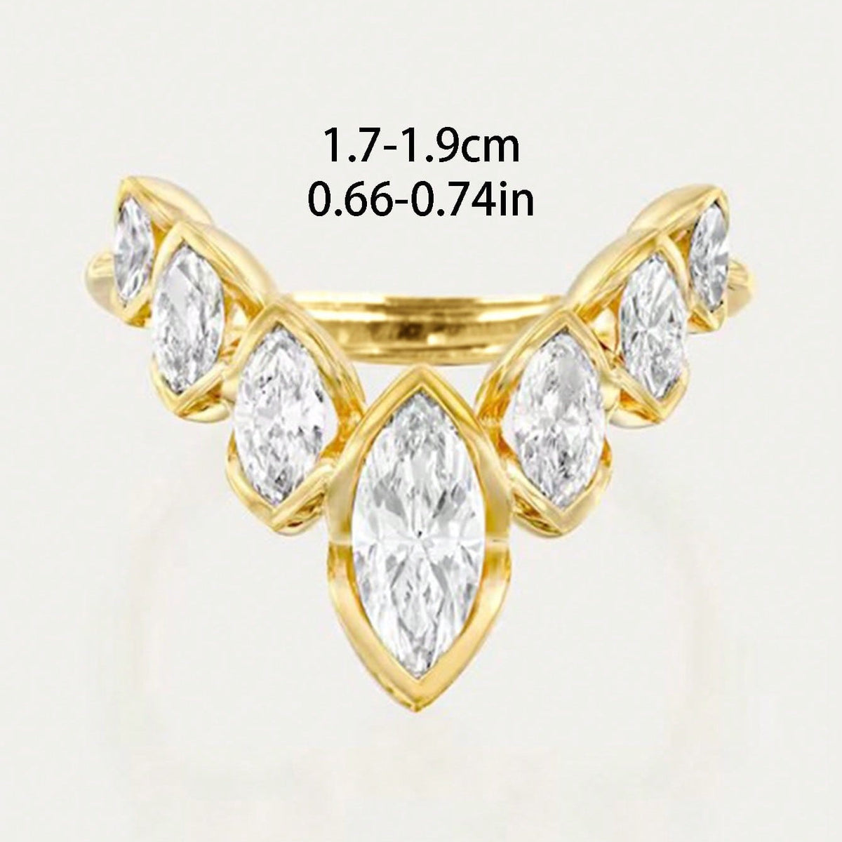 Geometric V-Shaped Gold Plated Zirconia Stone Flower Petal Ring