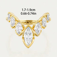 Geometric V-Shaped Gold Plated Zirconia Stone Flower Petal Ring