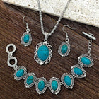 Vintage Bohemian Turquoise Floral Geometric Pattern Jewelry Set
