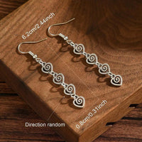 Retro Distressed Geometric Spiral Swirl Dangle Earrings