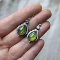 Vintage Bohemian Olive Green Cube Zirconia Earrings