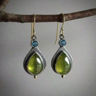Vintage Bohemian Olive Green Cube Zirconia Earrings