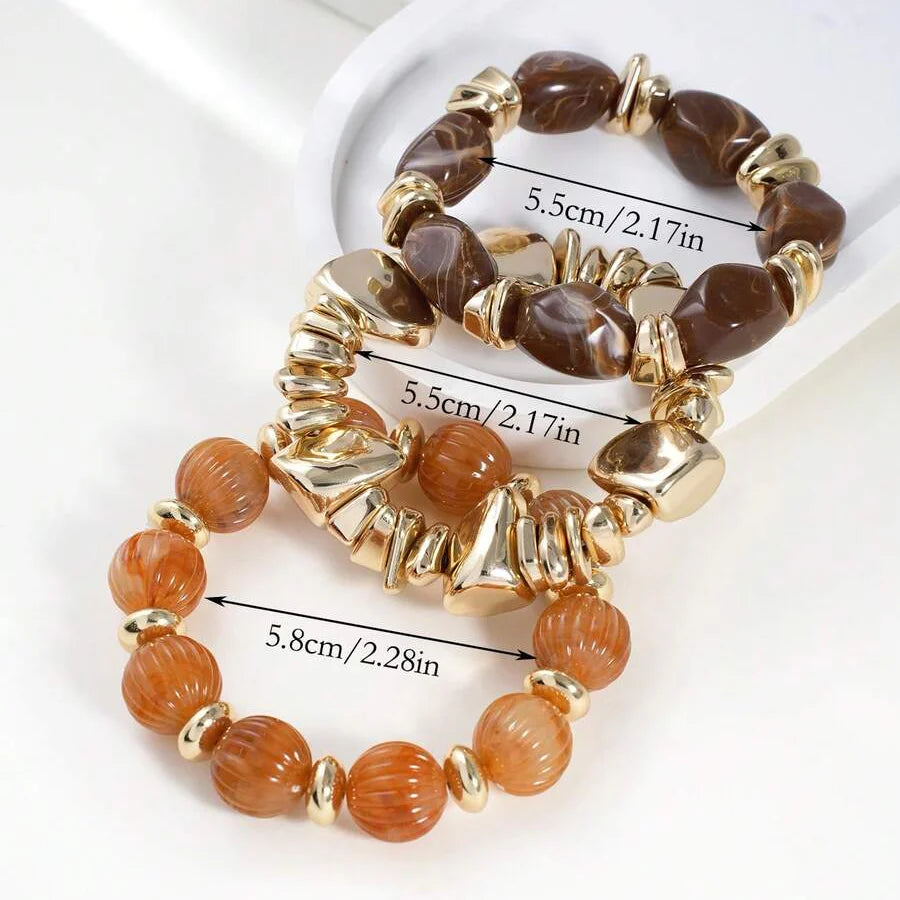 Bohemian Retro Geometric Thick Acrylic Beaded Bracelet