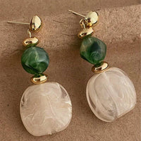 Vintage Asymmetrical Tie Dye Acrylic Long Pendant Earrings