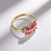 Elegant Vintage Design Cubic Zirconia Ruby Flower Wrap Ring Ring