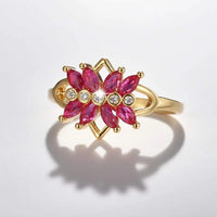 Elegant Vintage Design Cubic Zirconia Ruby Flower Wrap Ring Ring