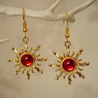 Bohemian Style Baroque Sunflower Acrylic Gold Plated Dangle Earring