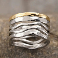 Retro Handcrafted Mixed Metal Multi Strand Wide Band