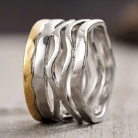 Retro Handcrafted Mixed Metal Multi Strand Wide Band