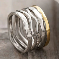 Retro Handcrafted Mixed Metal Multi Strand Wide Band