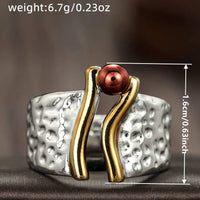 Elegant Two Tone Handcrafted Mixed Metal Wide Band Ring