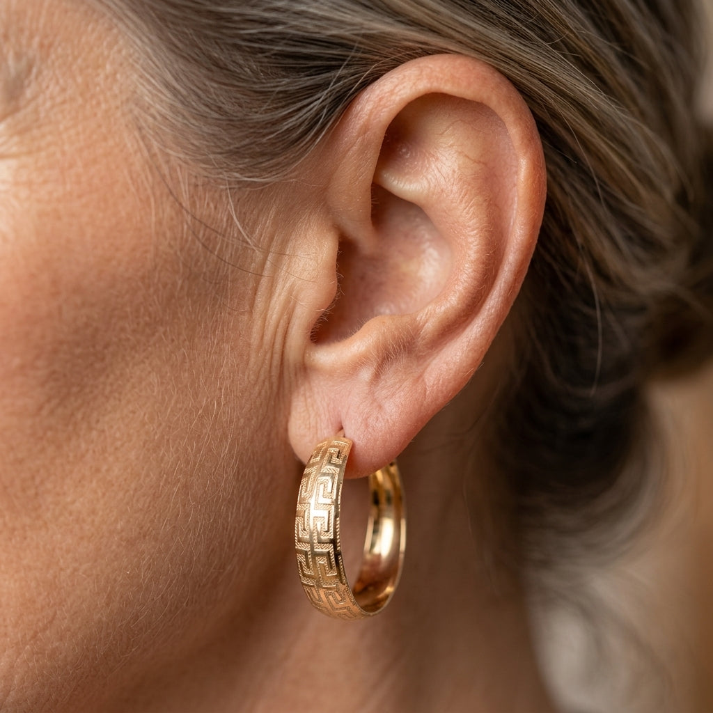 Aurelie Vintage Gold Ethnic Hoop Earrings
