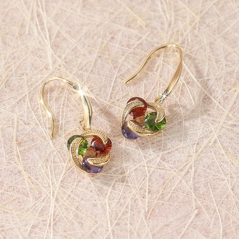 Vintage Style Colorful Zirconia Pendant Earrings
