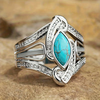 Statement Marquise Turquoise Sterling Silver Ring