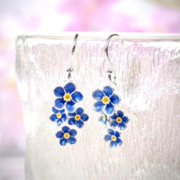 Vintage Bohemian Blue Enamel Dangle Earrings