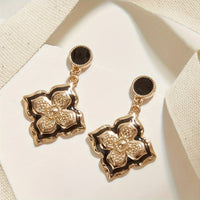 Vintage Four-Leaf Clover Flower Drop Earrings