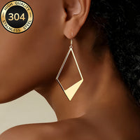 Modern Stainless Steel Geometric Diamond Drop Earrings