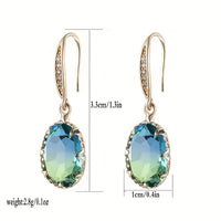 Elegant Vintage Inspired Oval Green Crystal Drop Earrings