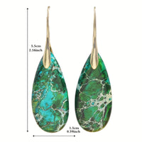 Bohemian Green Natural Stone Teardrop Earrings