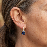 Mystic Sapphire Stone Hoop Gold Earrings