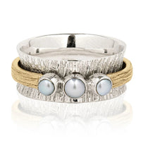 Bohemian Two Tone Round Pearls Rings