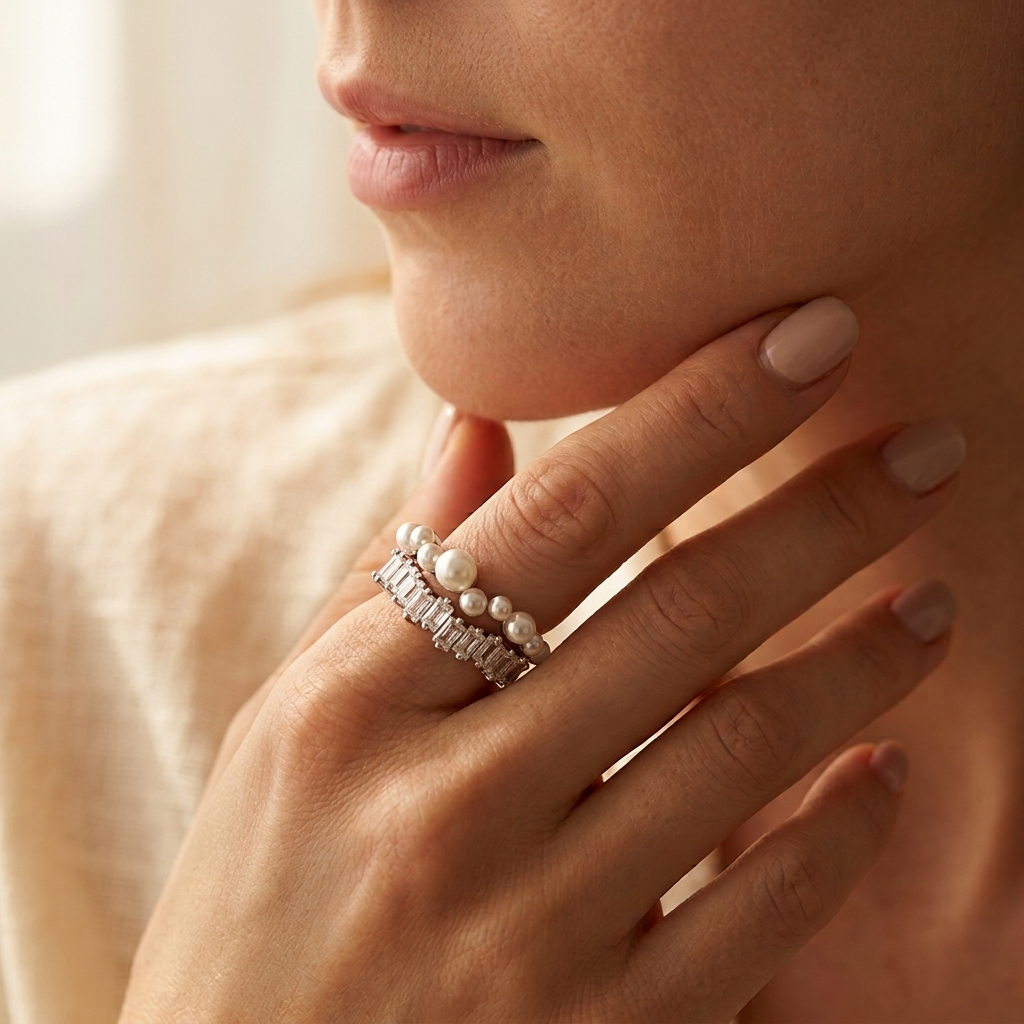 Artisan Pearl Cubic Zirconia Open Ring