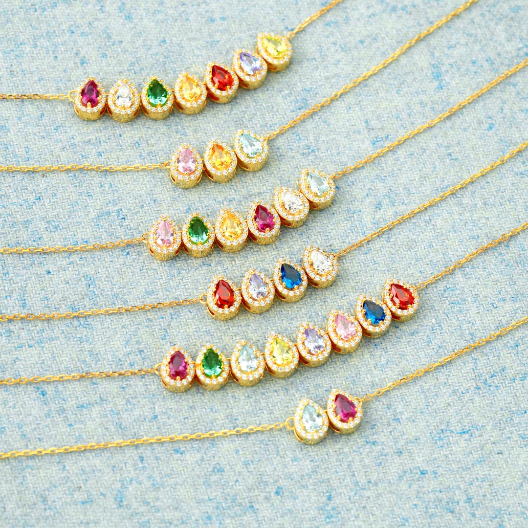 Tears of Joy Teardrop Family Birthstone Necklace
