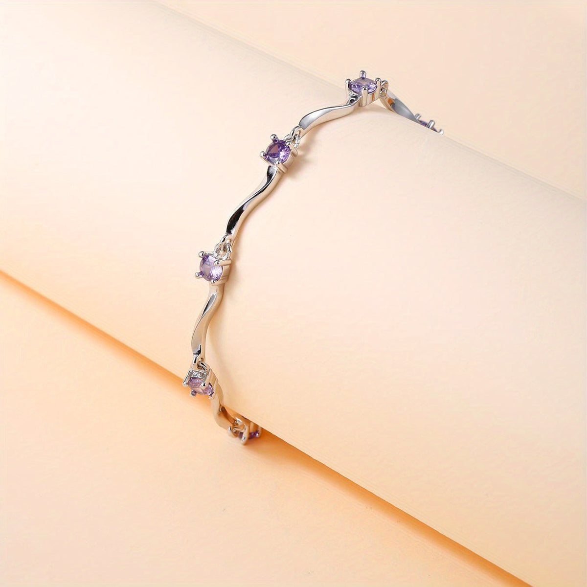 Elegant Wavy Purple Synthetic Zirconia Bracelet