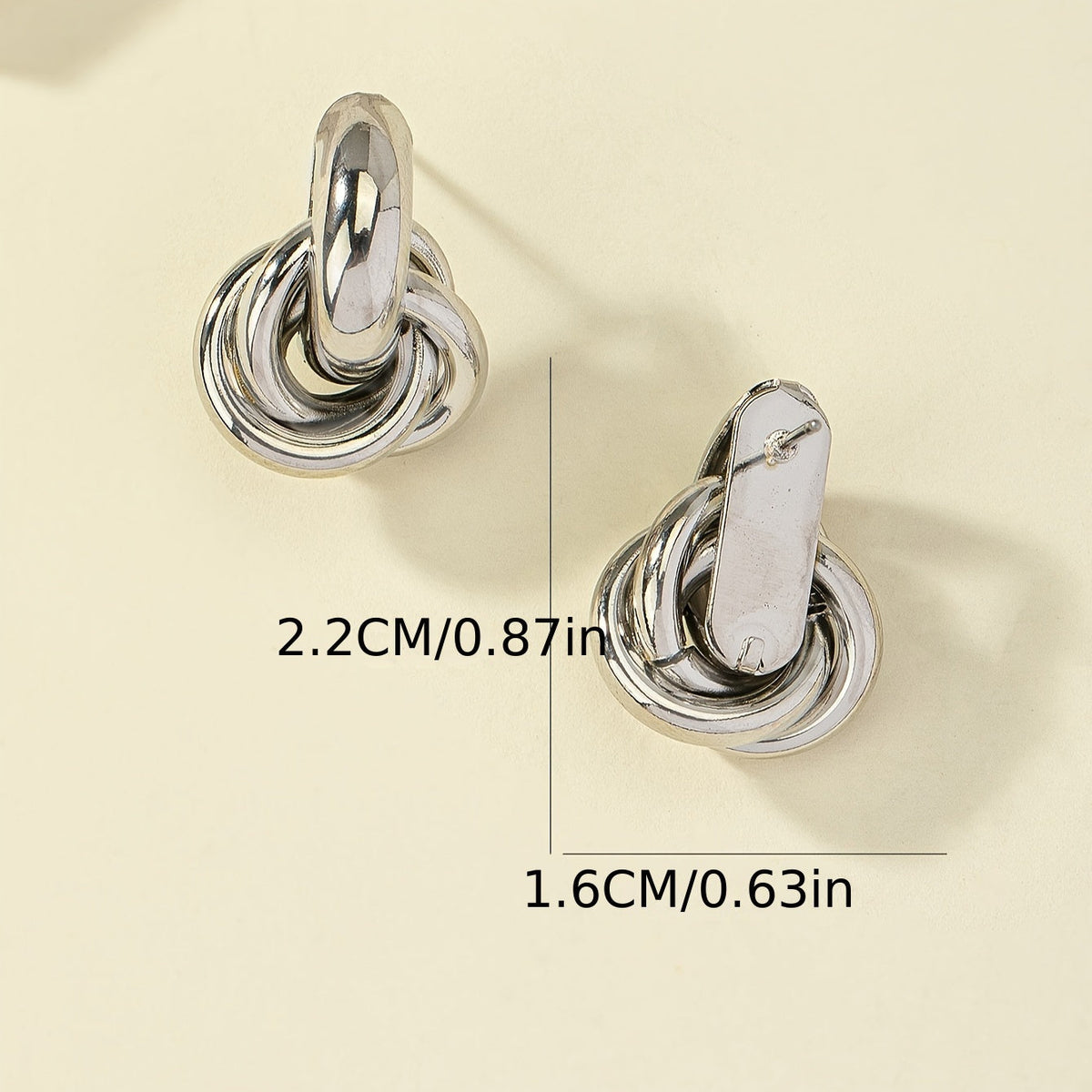 Elegant Silver Plated Geometric Interlocking Hoop Earrings