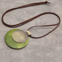 Bohemian Retro Style Spiral Medallion Pendant Long Necklace