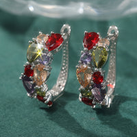 Elegant Multi Colored Zirconia Teardrop Shape Earrings