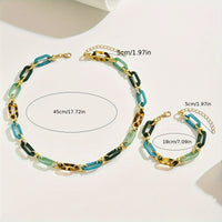 Multicolor Resin Link Necklace Bracelet Set