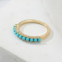 Bohemian Turquoise Beaded Gold Plated Band Ring