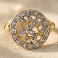 Two Tone Floral Cluster Zirconia Ring