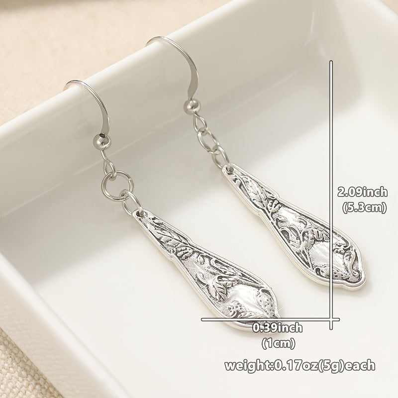 Elegant Vintage Spoon Silvery Earrings