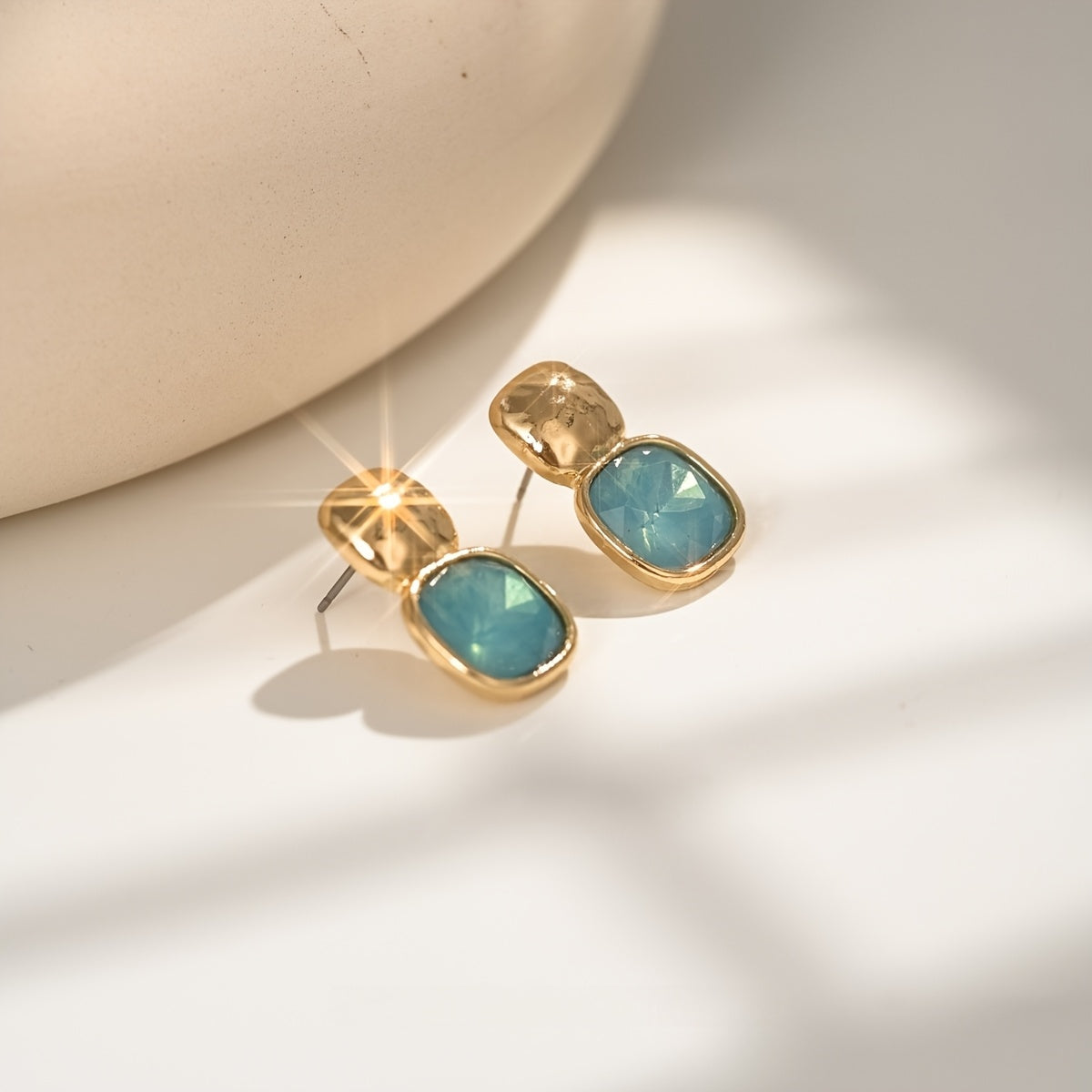 Elegant Geometric Gold Tone Square Earrings