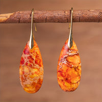 Bohemian Orange Natural Stone Drop Earrings
