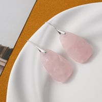 Bohemian Natural Stone Rose Quartz Drop Earrings