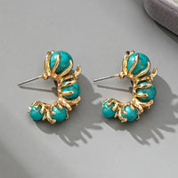 Vintage Turquoise Beaded Flower Design Earrings