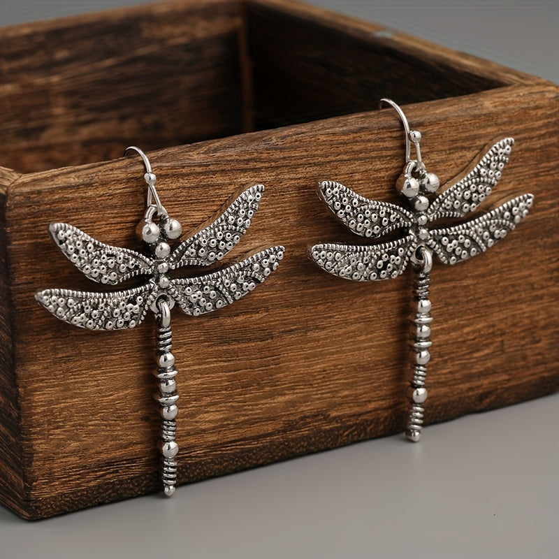 Elegant Vintage Dragonfly Drop Earrings