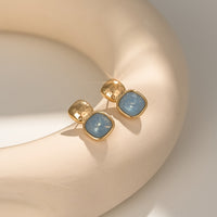 Elegant Geometric Gold Tone Square Earrings