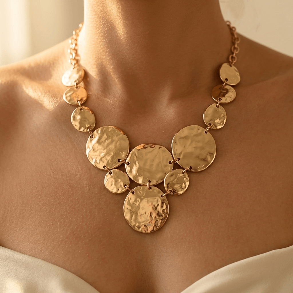 Geometric Metal Jewelry Set Necklace Earrings
