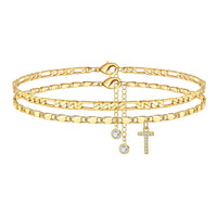 2 Piece Diamond Initial Anklet Set