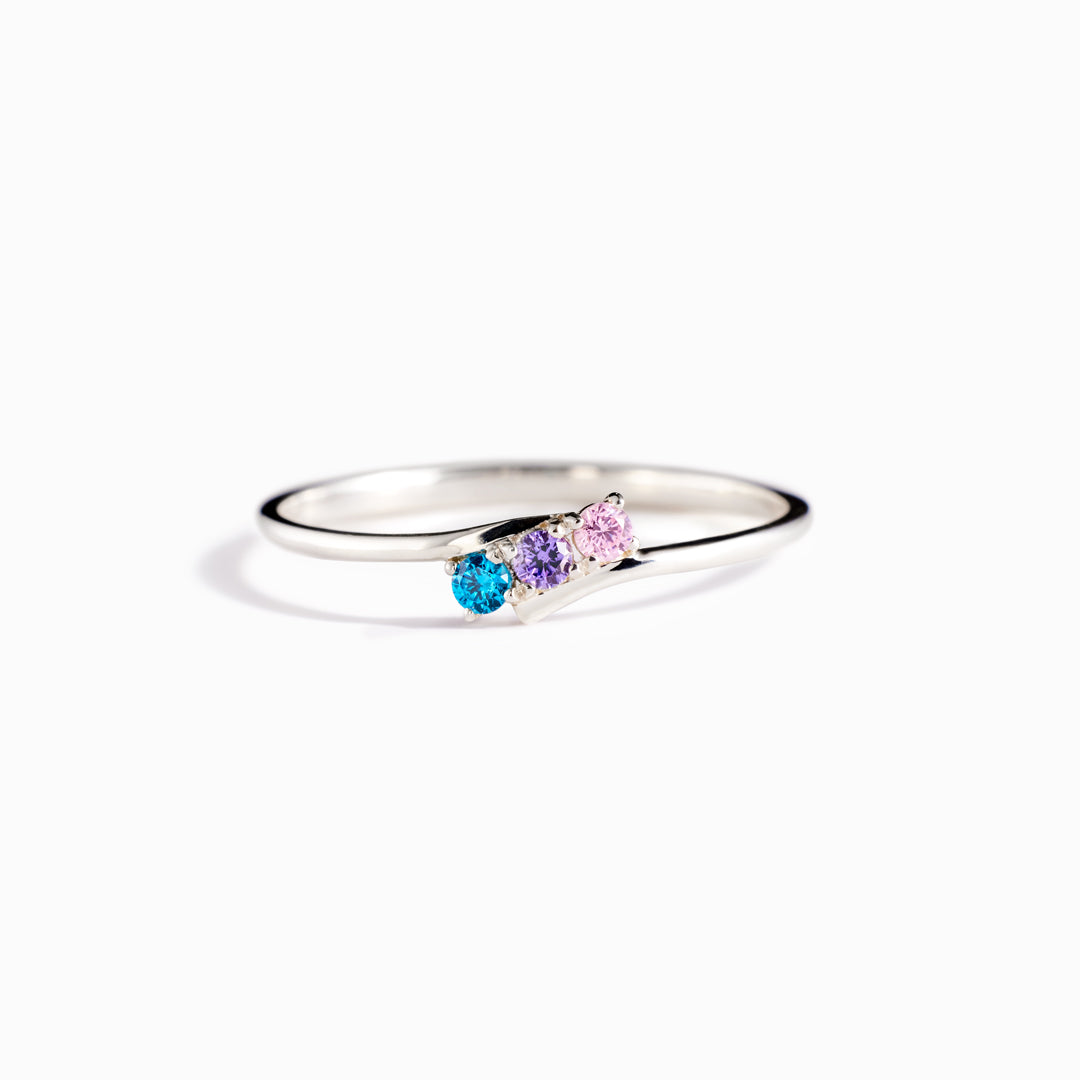 Personalized 1-6 Family Birthstones Bypass Ring